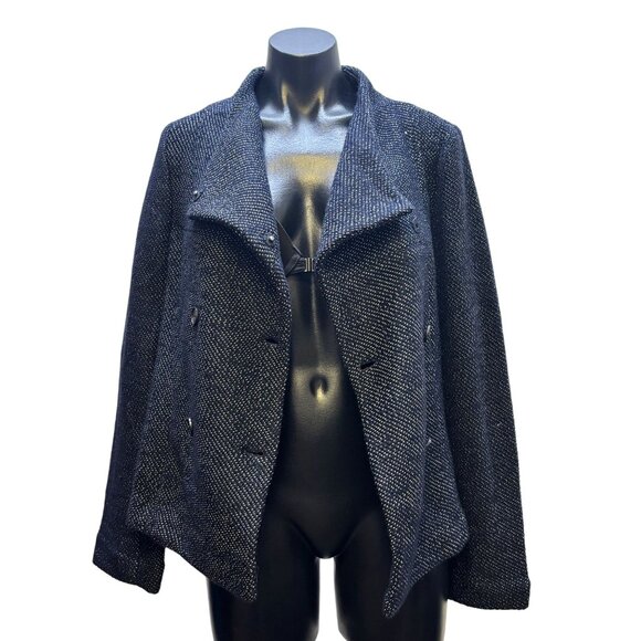 NWT Loft Black Cropped Double-Breasted Jacket L - Picture 5 of 9